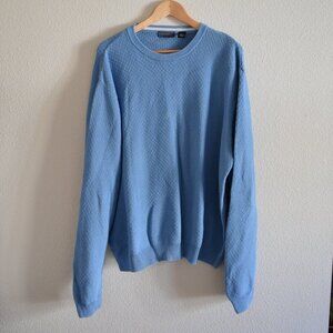 SADDLEBRED 100% Cotton Knitted Pullover Crewneck Sweater In Blue Size XXL